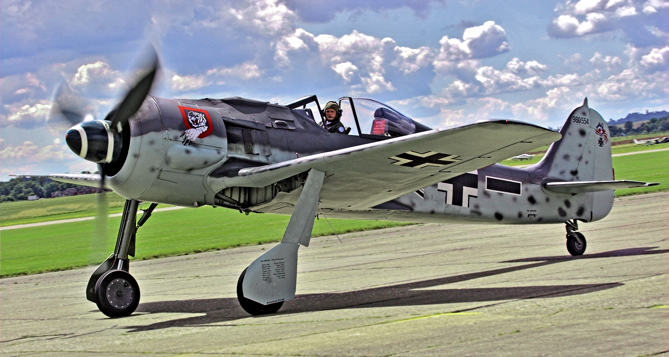 A restored Focke Wulf 190A series aircraft taxiing 
